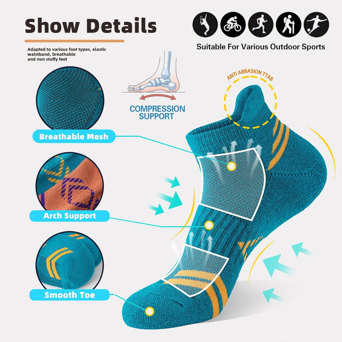 Unisex Moisture Wicking Compression Socks