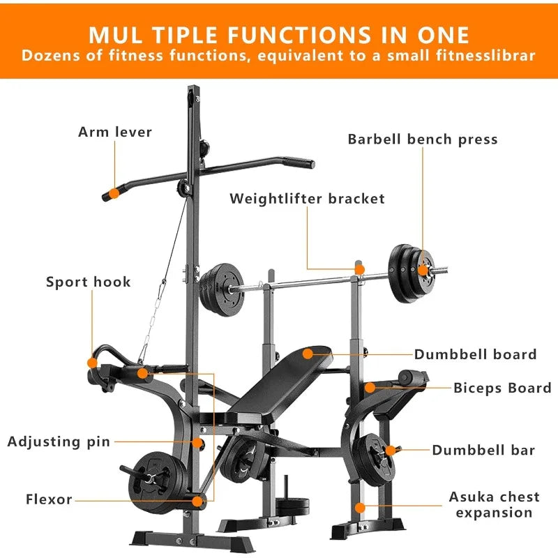 6 in 1 Adjustable Weight Bench Set