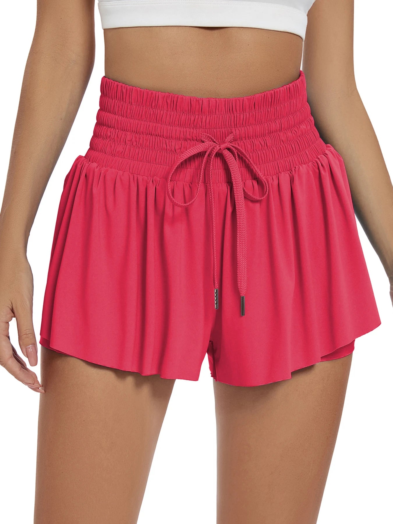 Women's Drawstring High Waist Workout Skorts