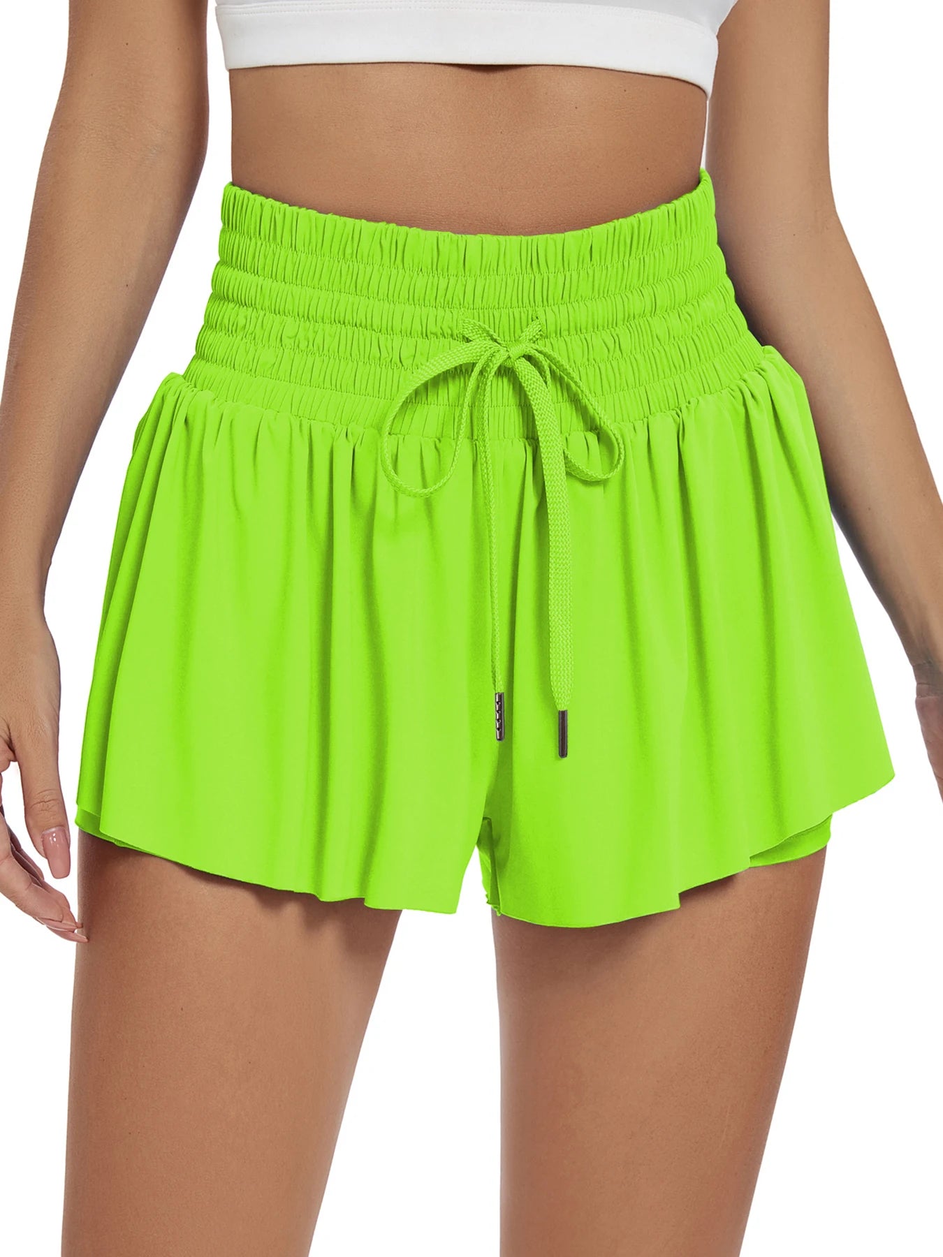 Women's Drawstring High Waist Workout Skorts