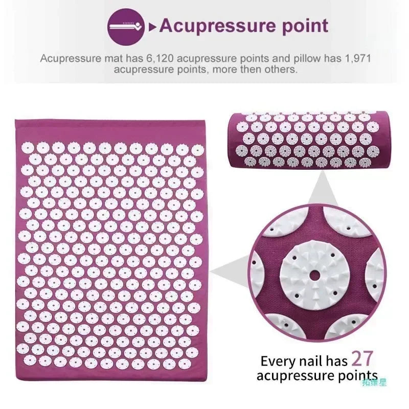 Stress Relief Acupressure Mat with Pillow