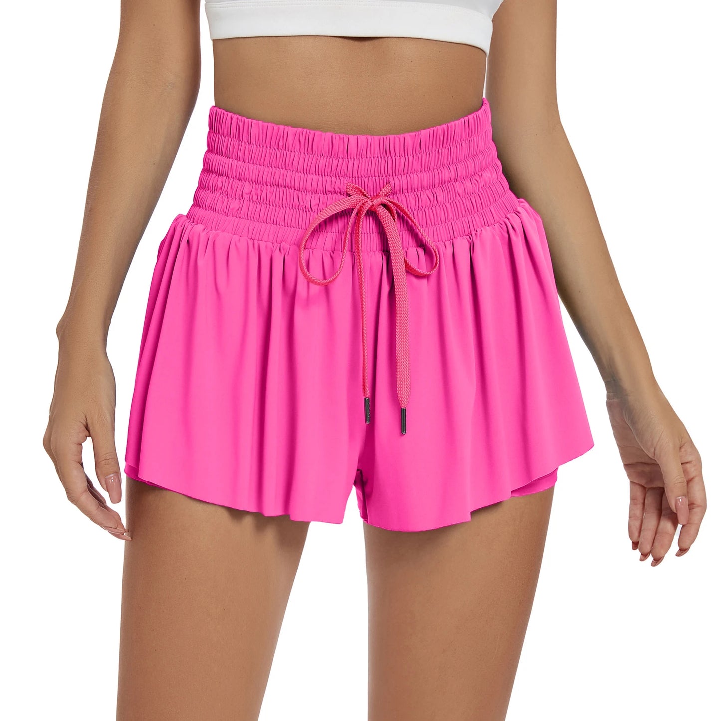 Women's Drawstring High Waist Workout Skorts