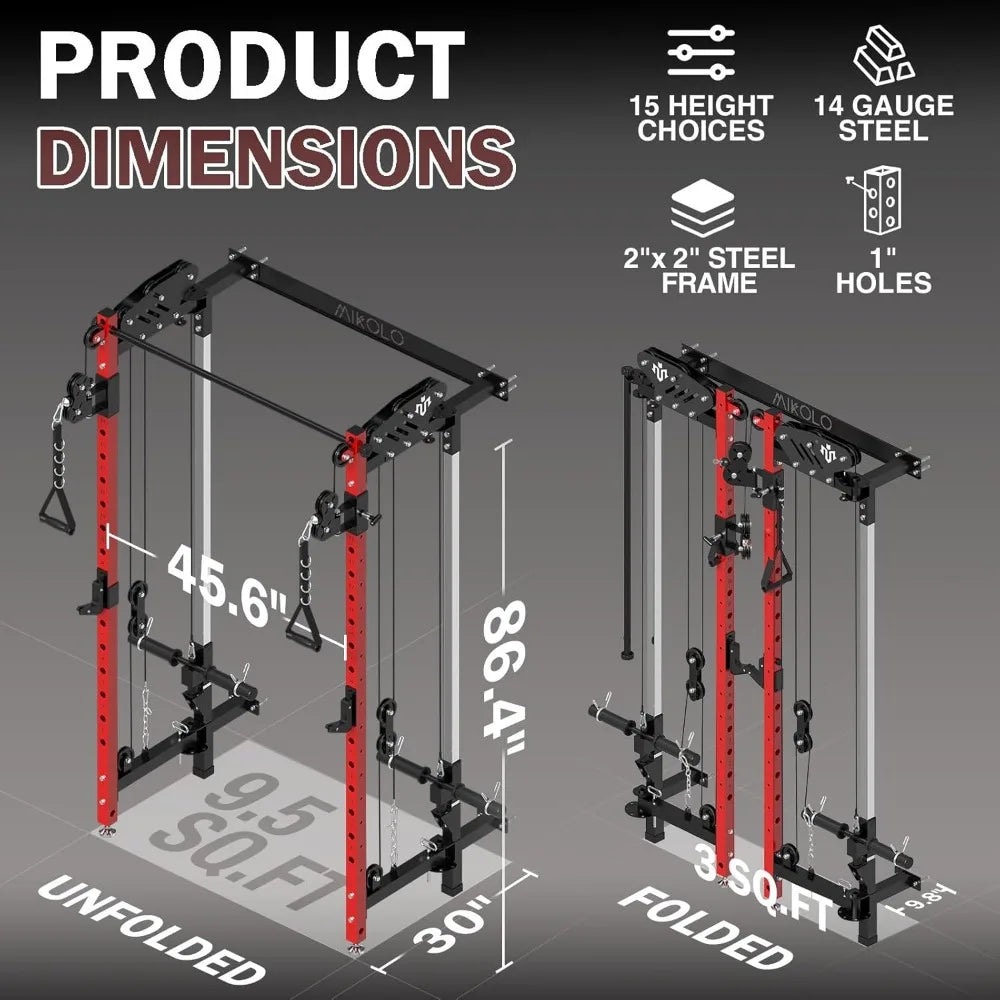 Wall Mounted Power Rack with Cable Crossover