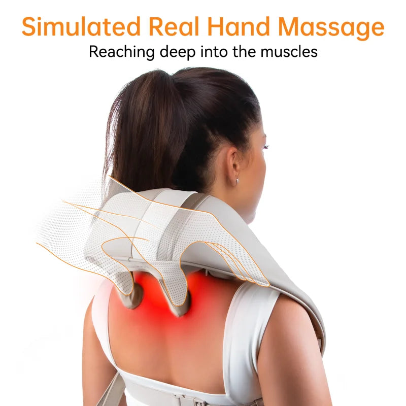 Neck Back Heated Massager 4D Kneading