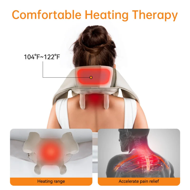 Neck Back Heated Massager 4D Kneading